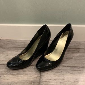 Jessica Simpson Black Patent Leather Wedges Size 8